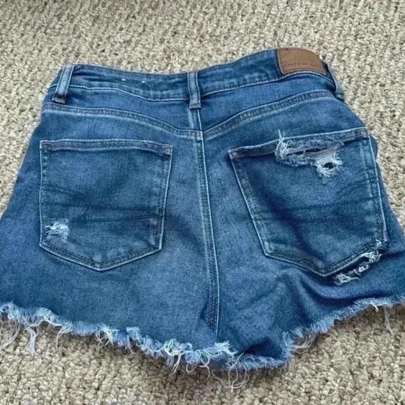American Eagle Outfitters Distressed Blue Denim Shorts - Picture 2 of 4